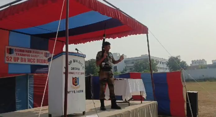 52 यू०पी० बटालियन एन सी०सी वाँप कमांडेंट ने किया शिविर का निरीक्षण