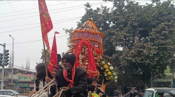 The procession of Maa Bhagwati was taken out with much fanfare.